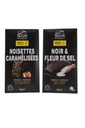Duo de tablettes de chocolat Belvas : lait Noisettes et chocolat noir  